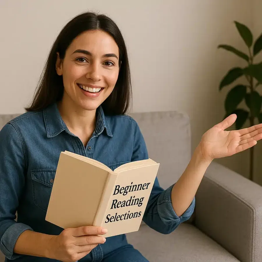 Beginner Reading Lesson #109R Describe the Room A Photograph Of A Young Caucasian Woman With Shoul 900x900