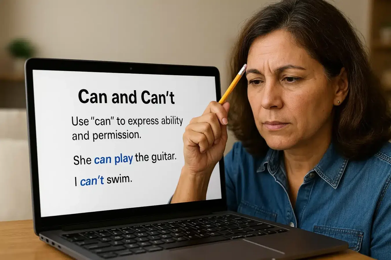 Elementary Grammar Lesson #214G Can & Can’t (Ability & Permission) Can And Cant 1 1350x900