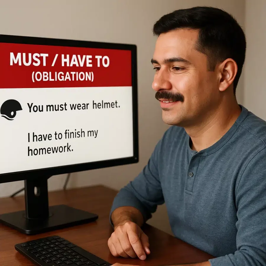 Elementary Grammar Lesson #218G Must / Have To (Obligation) Must HaveTo Obligation 900x900