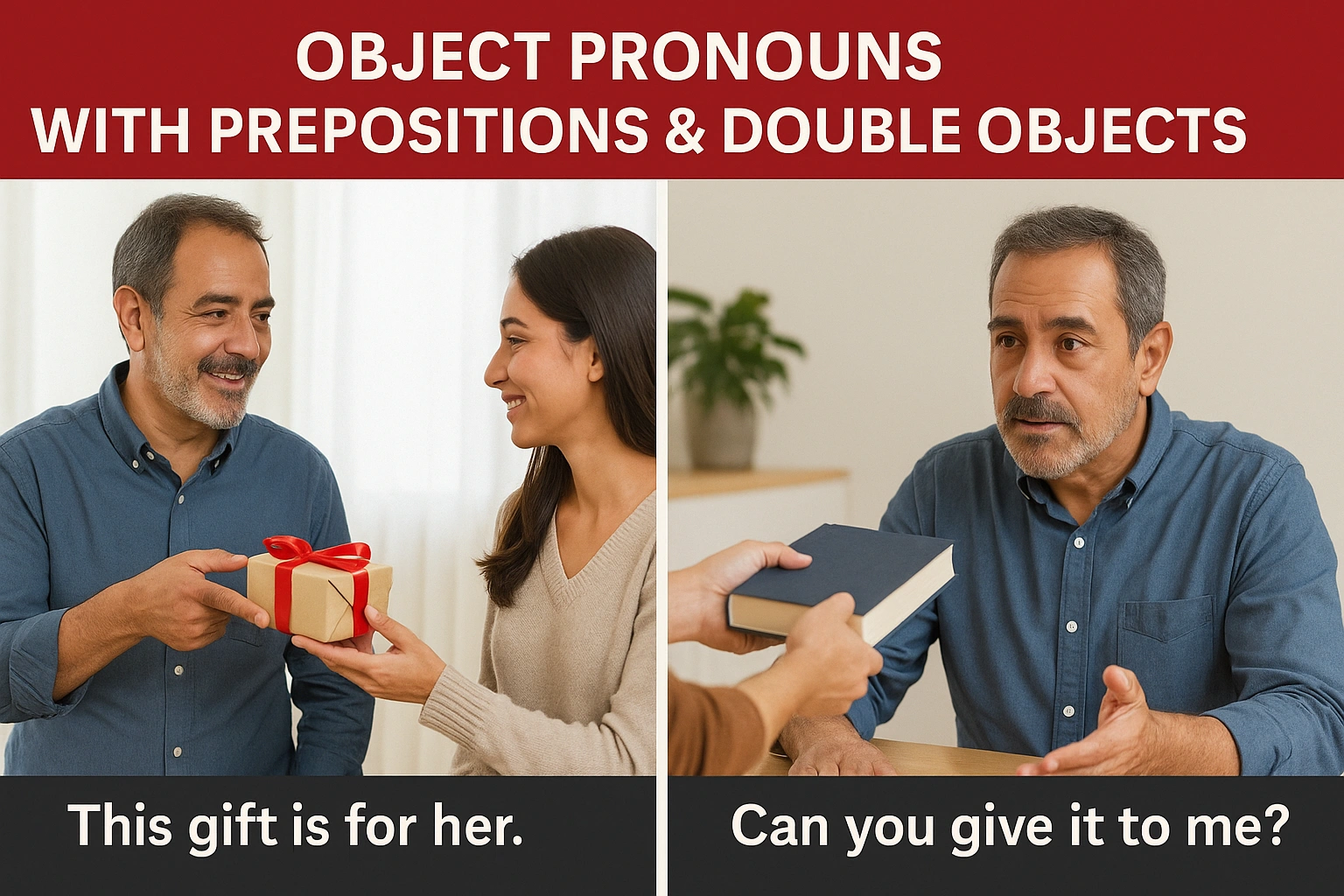 Elementary Grammar Lesson #221G– Object Pronouns with Prepositions & Double Objects