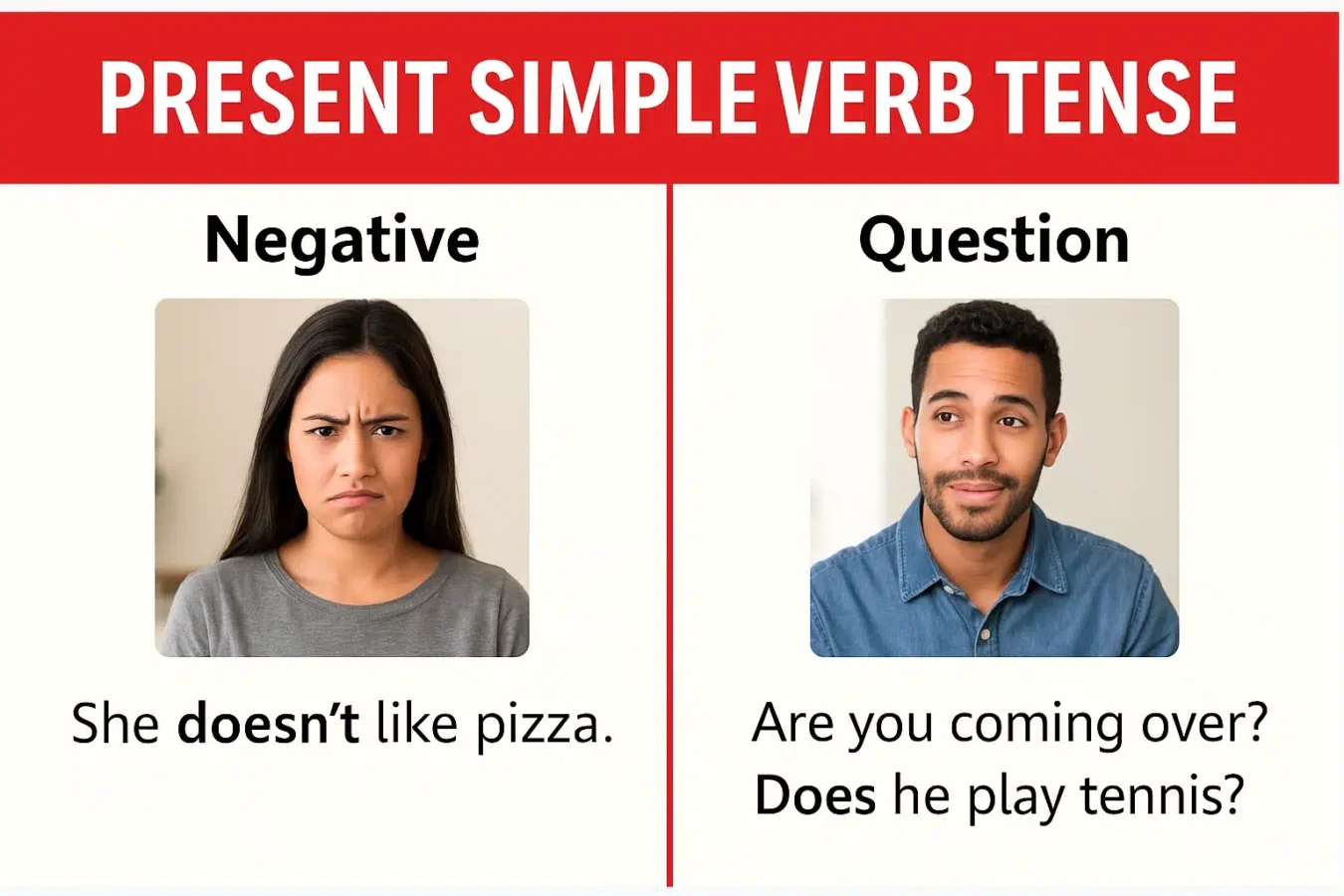 Elementary Grammar Lesson #202G Present Simple Tense (Negative & Questions) Present Simple Negative Questions 1350x900