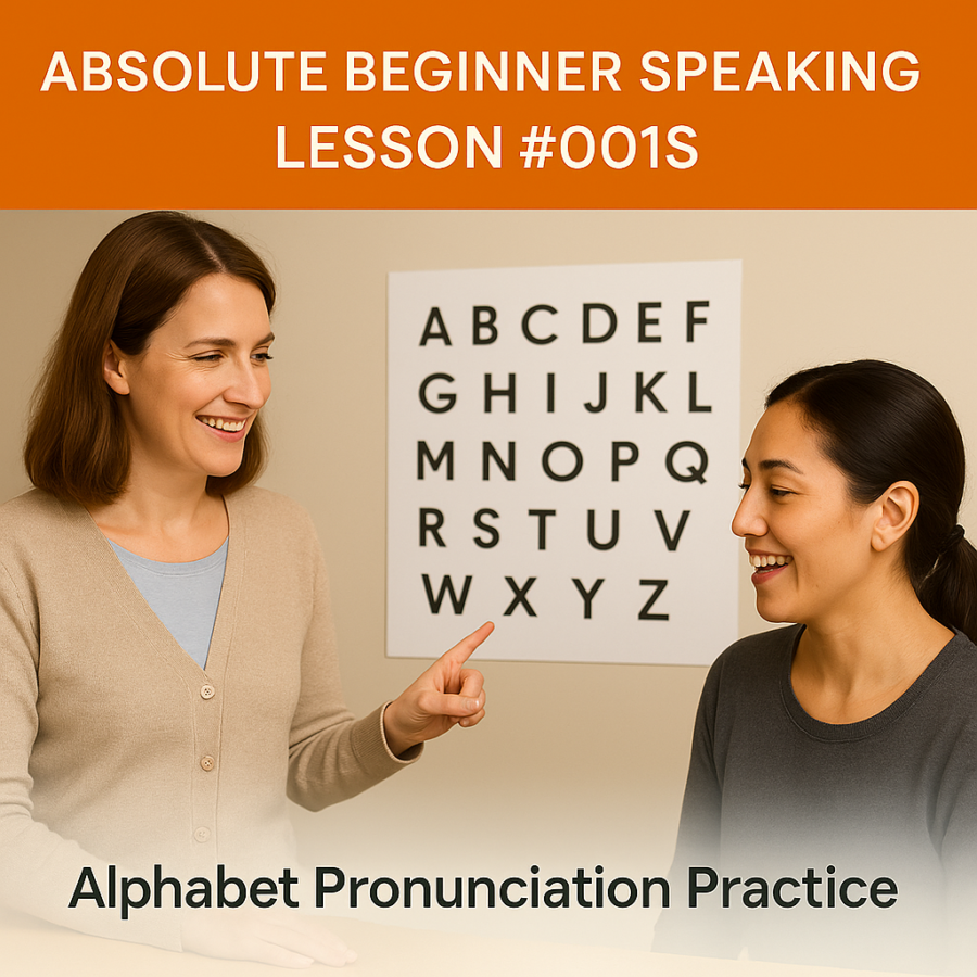 Absolute Beginner Speaking Lesson #001S Recite the Alphabet, letter-by-letter Alphabet Pronunciation