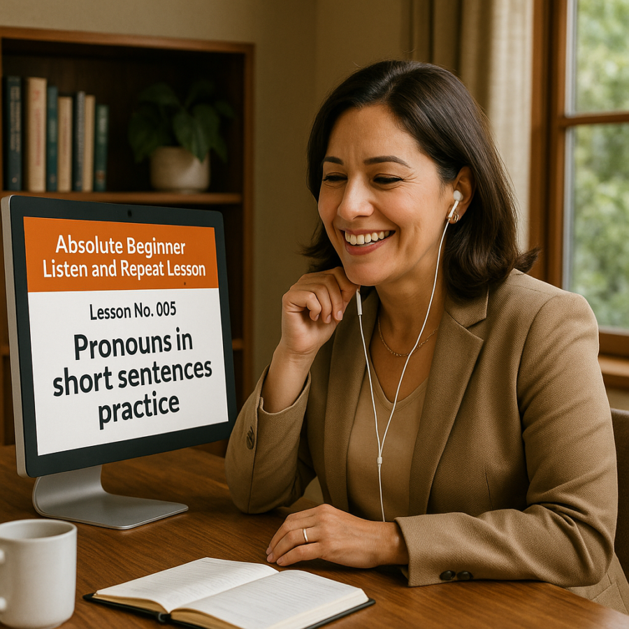 Absolute Beginner Listen & Repeat Lesson #005LR Pronouns in short sentences practice Listen and Repeat Lesson Pronouns