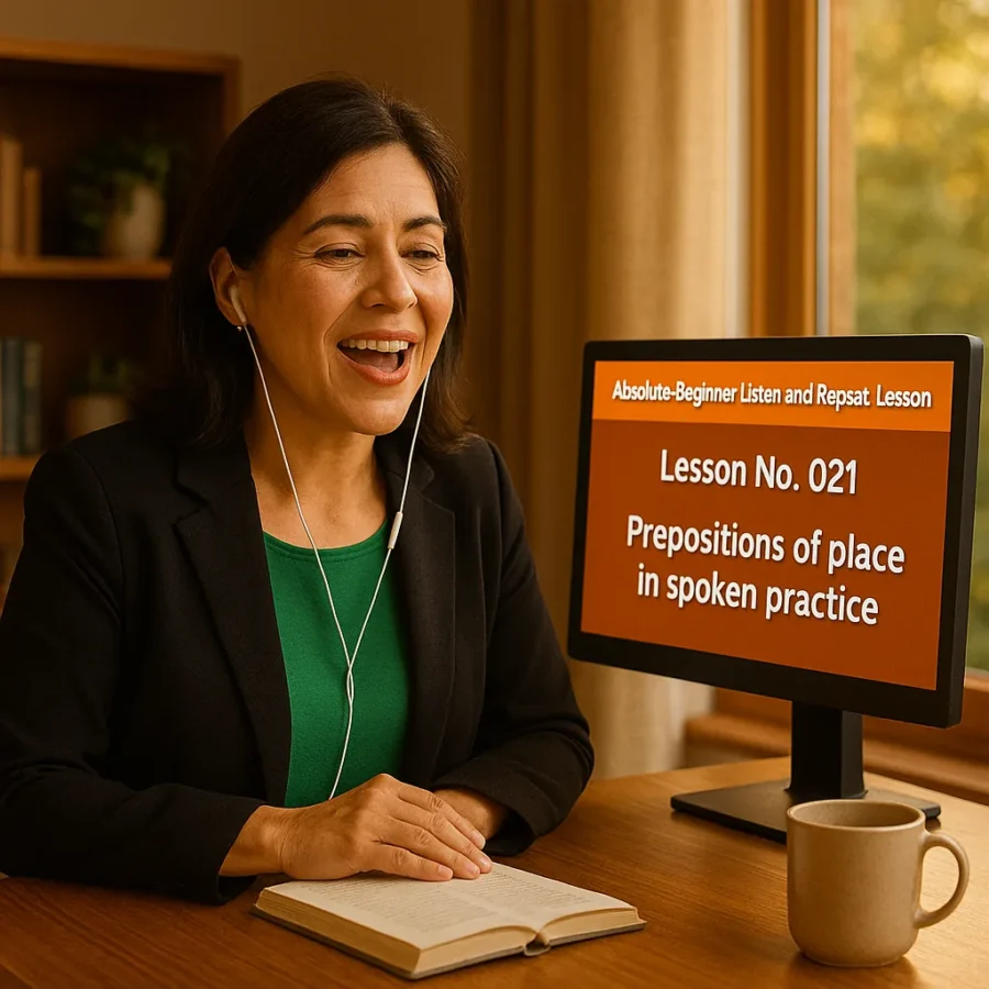 Absolute Beginner Listen & Repeat Lesson #021LR Prepositions of place in spoken practice Listen and Repeat Prepositions of place