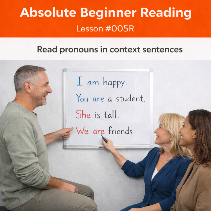 Absolute Beginner Reading Lesson #005R Recognize Pronouns in Short Written Sentences absolute beginner reading #005r