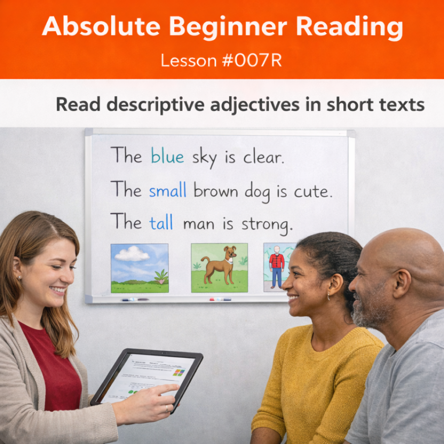 Absolute Beginner Reading Lesson #006R Recognize Forms of the Verb “To Be” in Simple Sentences absolute beginner reading #006r
