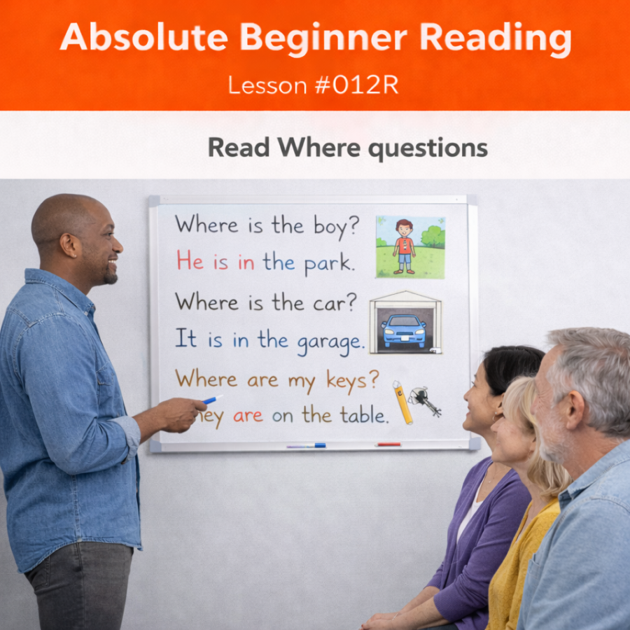 Absolute Beginner Reading Lesson #012R Recognize Question Words in Simple Conversations absolute beginner reading #012r