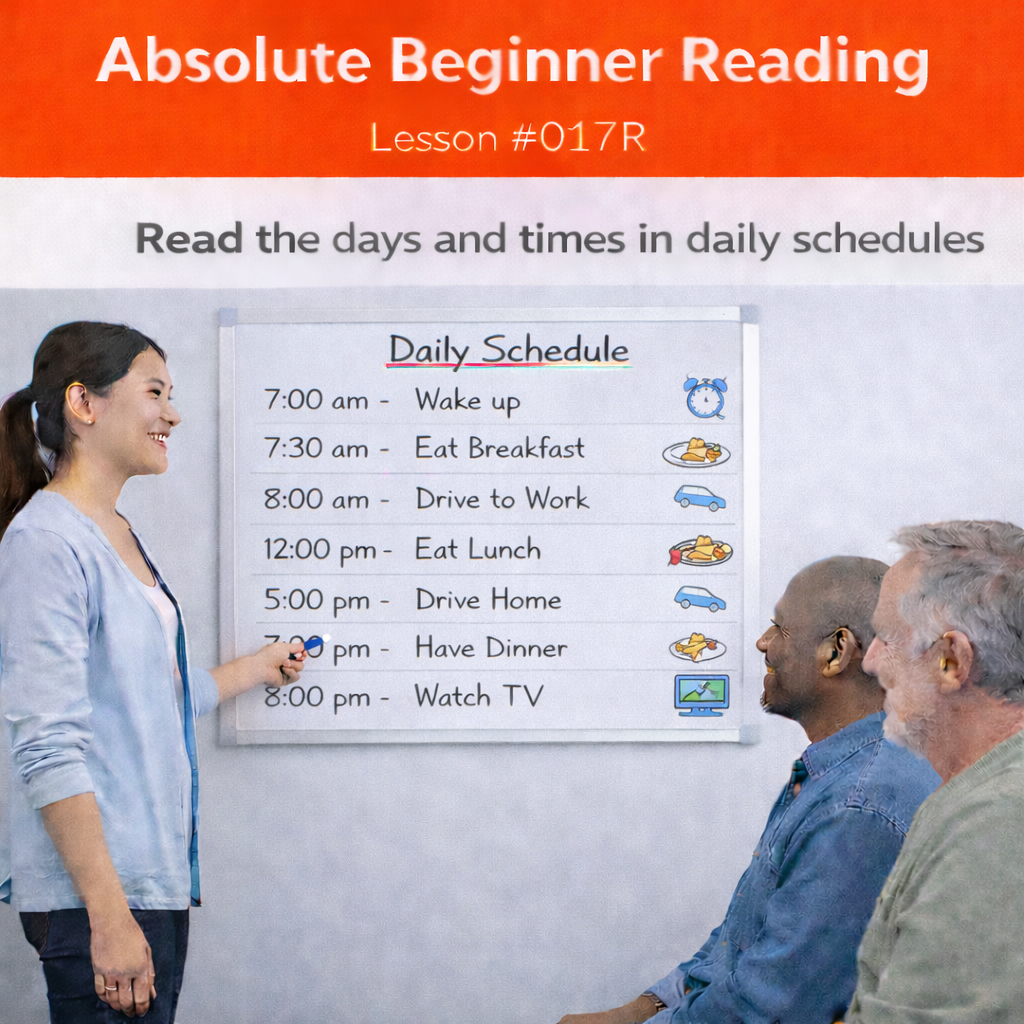 Absolute Beginner Reading Lesson #017R Recognize Present Tense Verbs in Simple Sentences