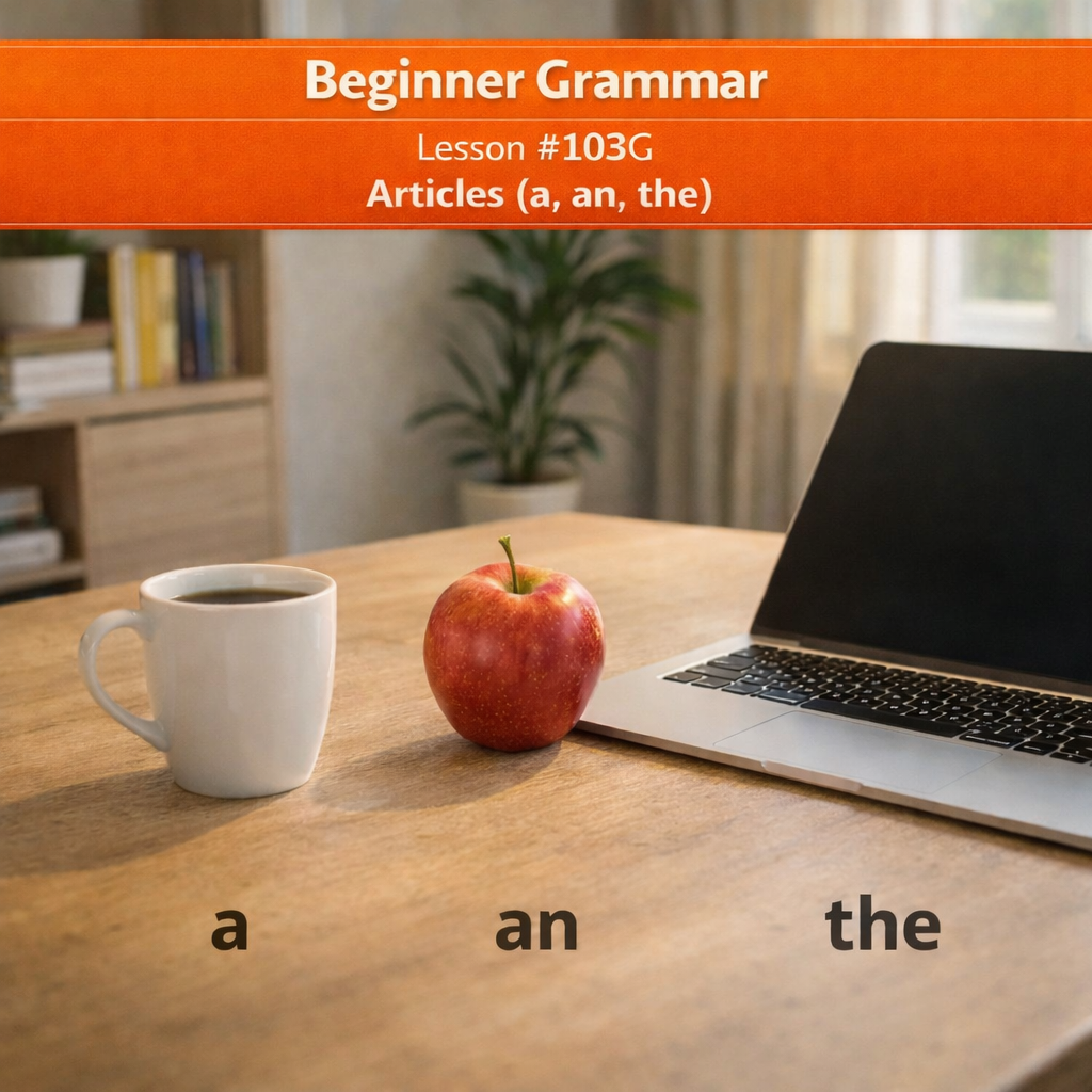 Beginner Grammar Lesson #103G Articles (a, an, the)