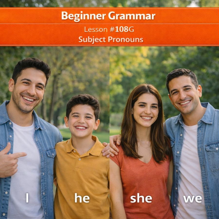 Beginner Grammar Lesson #108G Subject Pronouns grammar #108