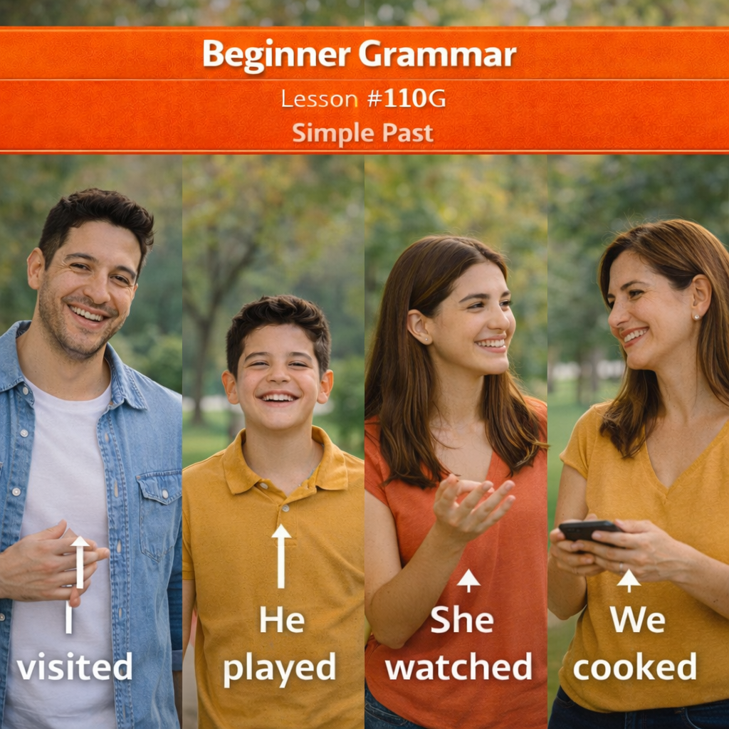 Beginner Grammar Lesson #110G Simple Past Tense (Regular Verbs)
