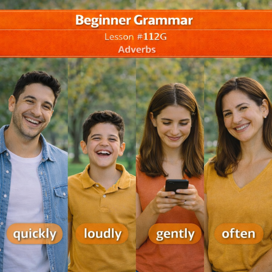 Beginner Grammar Lesson #112G Adverbs grammar #112 Adverbs