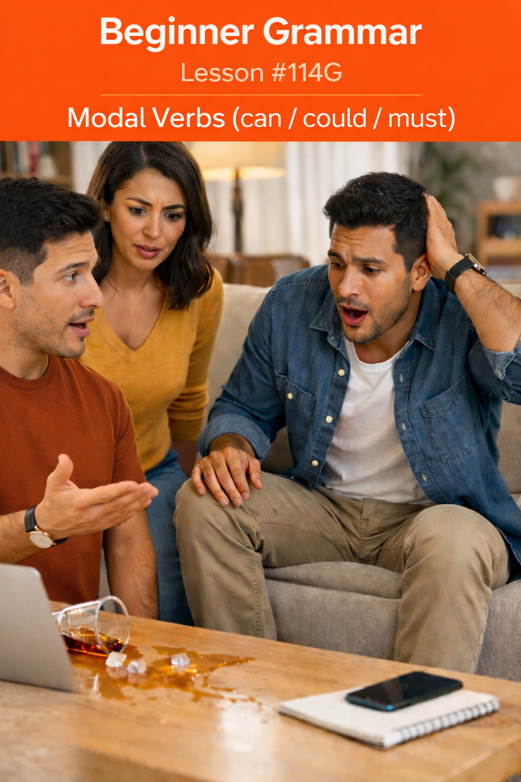 Beginner Grammar Lesson #114G Modal Verbs (Can, Could, Must)