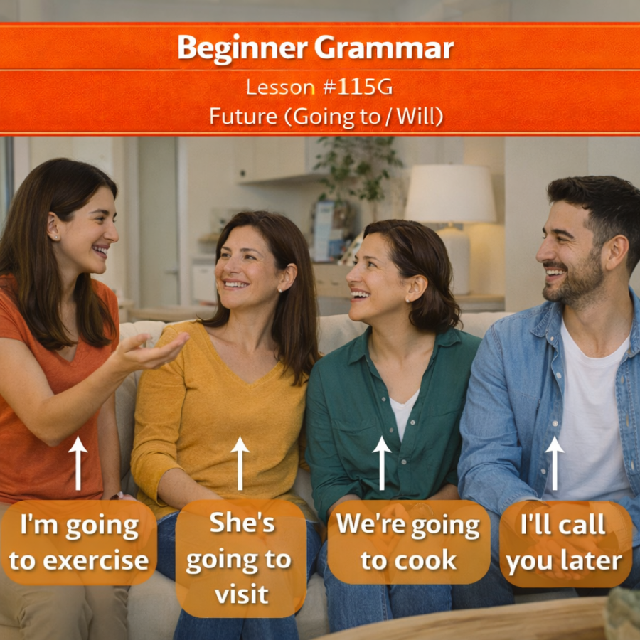 Beginner Grammar Lesson #116G Future with "Going to" grammar #115 Future using Going to