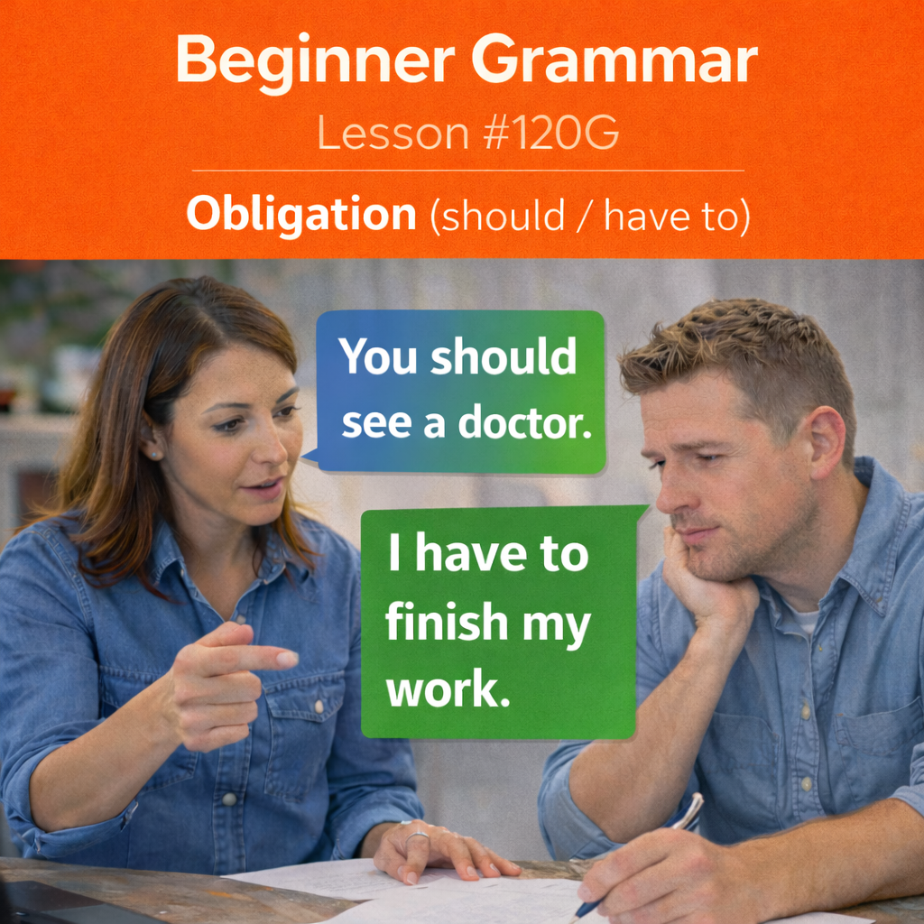 Beginner Grammar Lesson #120G Expressing Obligation (Should, Have to)