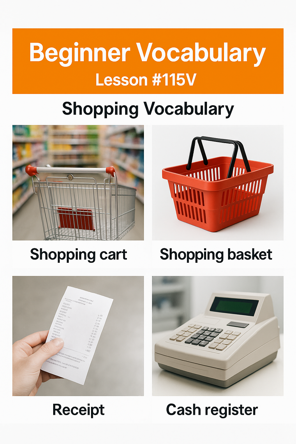 Beginner Vocabulary Lesson #115V – Shopping Vocabulary