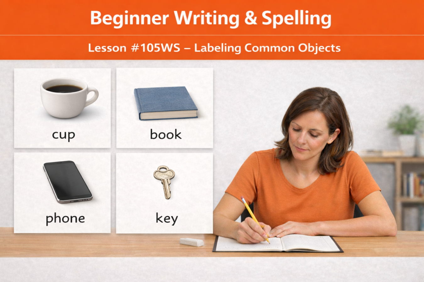 Beginner Writing and Spelling Lesson #105WS Write simple subject pronoun sentences and take quiz game Beginner Reading And Spelling 105RW 1350x900