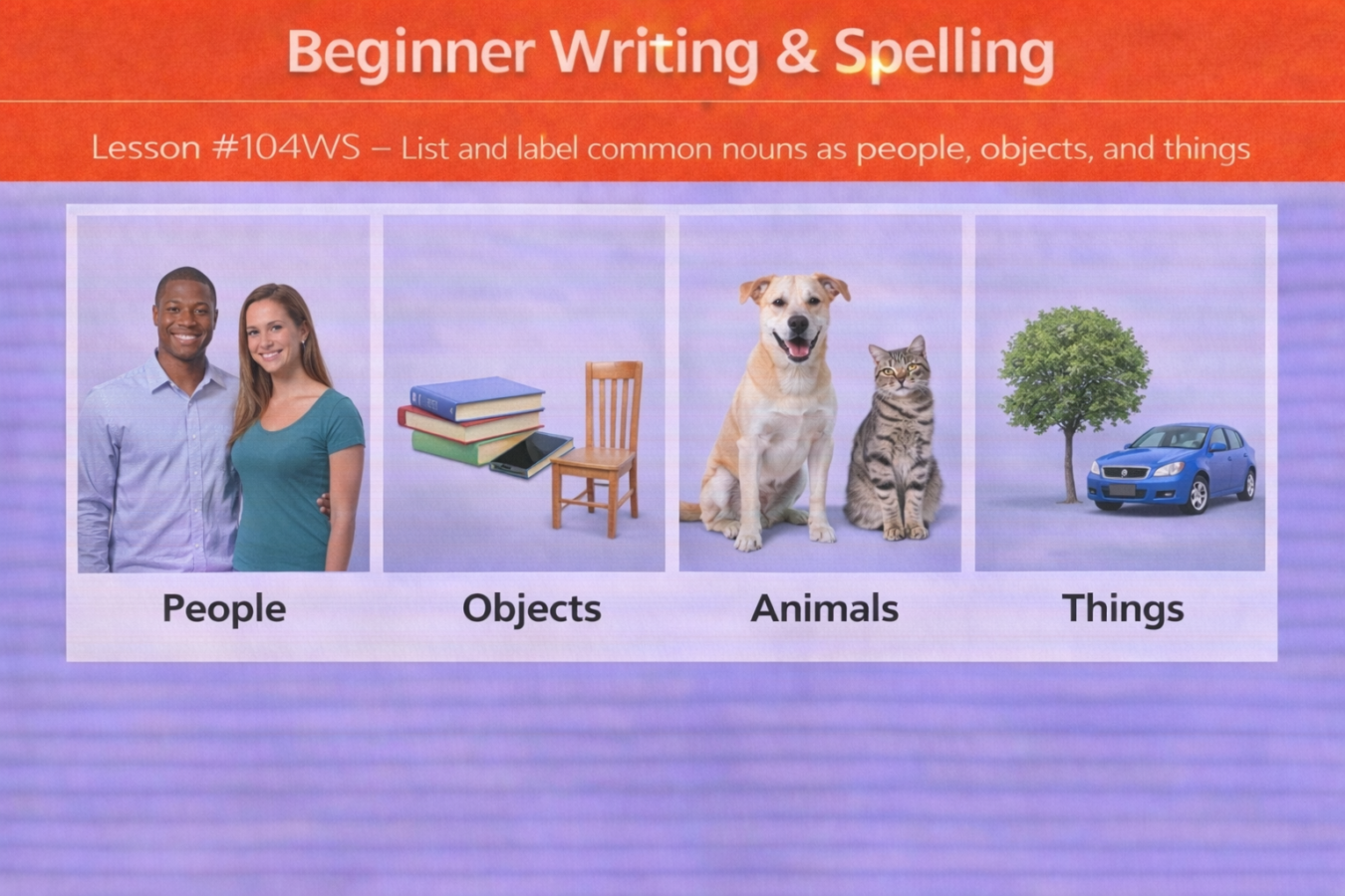Beginner Writing and Spelling Lesson #106WS Write short sentences using present tense of verb to be Beginner Writing And Spelling 106WS 1350x900