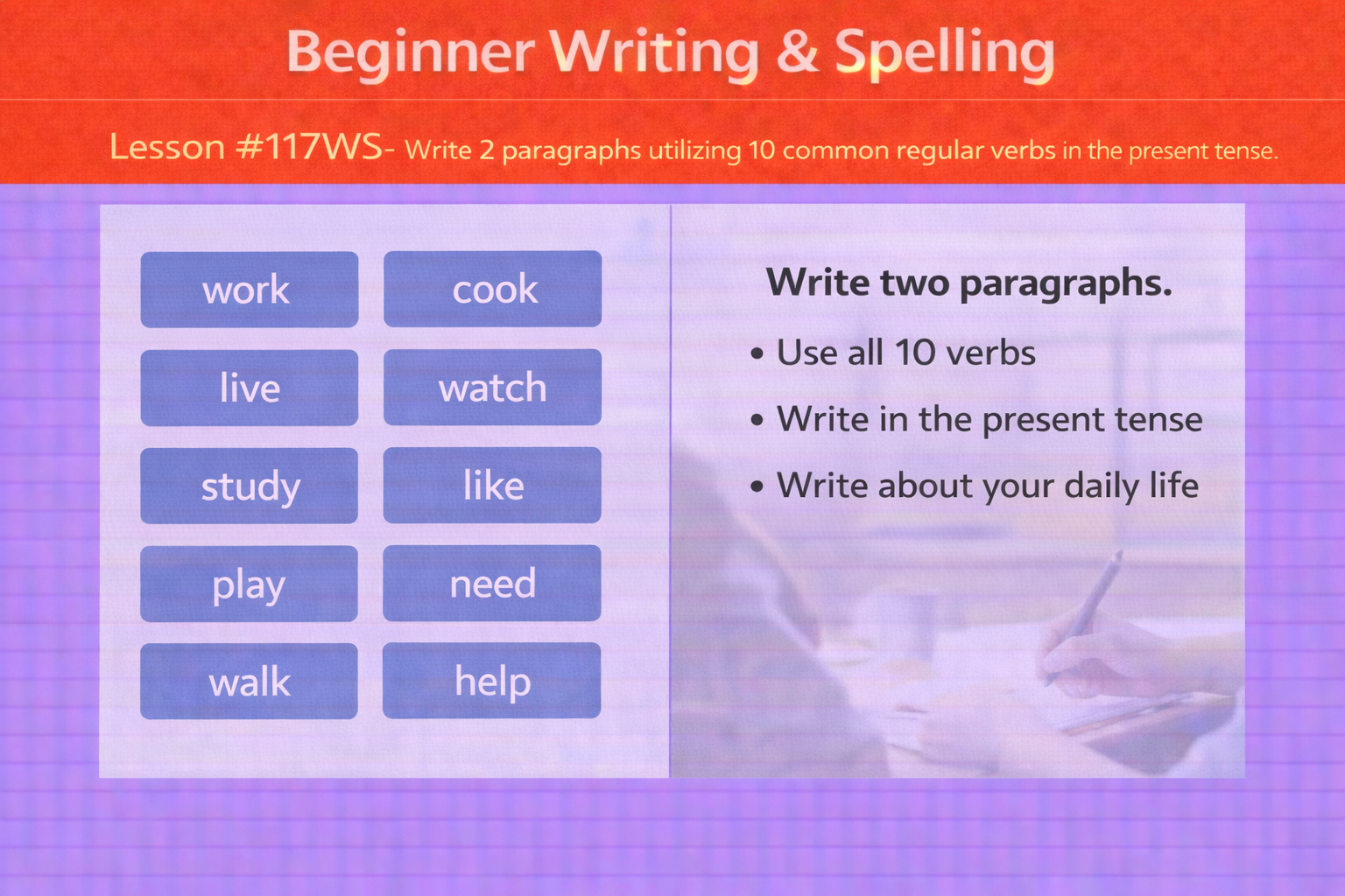 Beginner Writing and Spelling Lesson #108WS Write sentences using ‘There is/There are’ and draw visuals